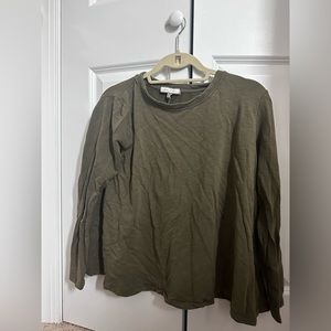 Anthropologie Eri+ Ali Olive Green Swing Top